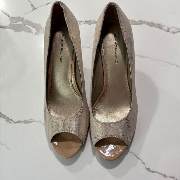 Bandolino | Mylah Gold Metallic Women’s Peep-toe Heels Pumps Size 7.5 - Picture 3 of 12